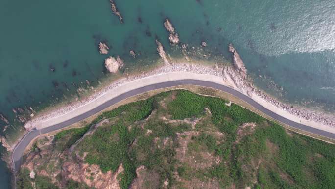 大海海浪沙滩礁石烟台长岛航拍