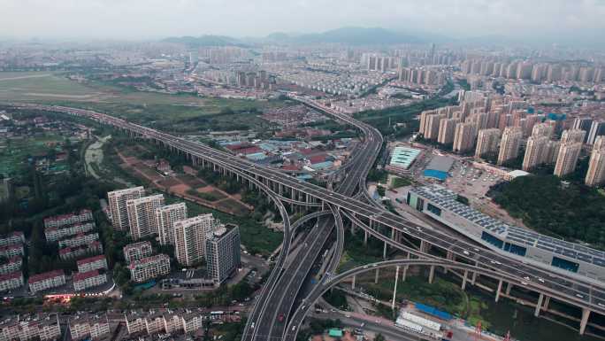 重庆路晚霞日落后海跨海大桥夜景航拍