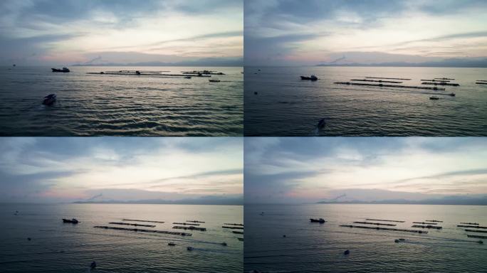 广东阳江闸坡马尾岛沙滩退潮航拍黄昏日落