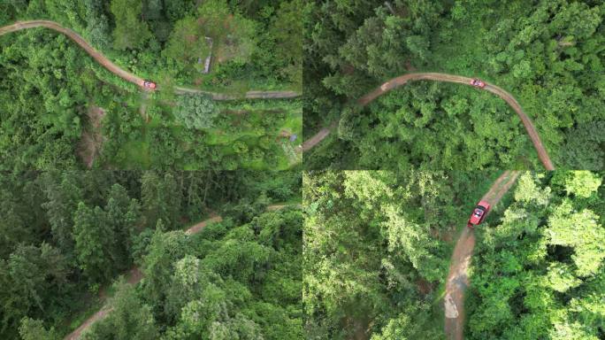 森林消防车山间小路巡逻