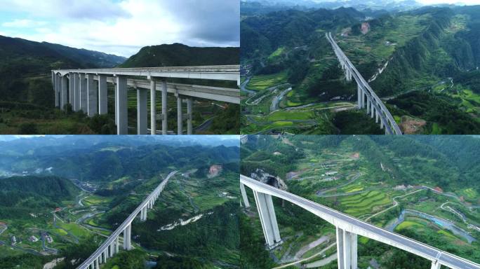 丹寨石桥大桥4K航拍 贵州高架桥（一）
