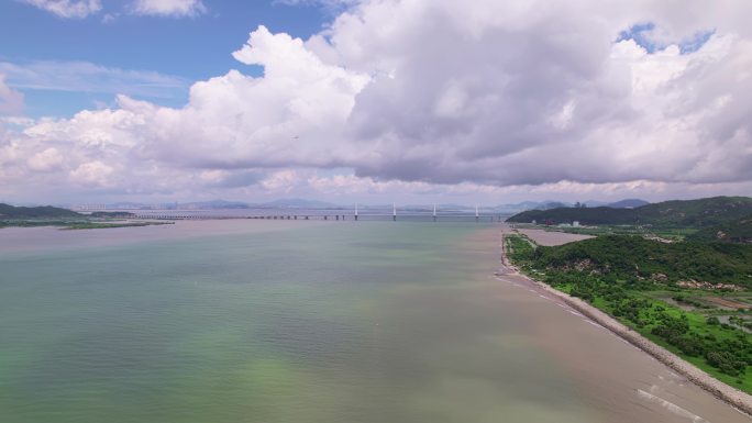 广东珠海横琴新区石栏洲及金海大桥航拍