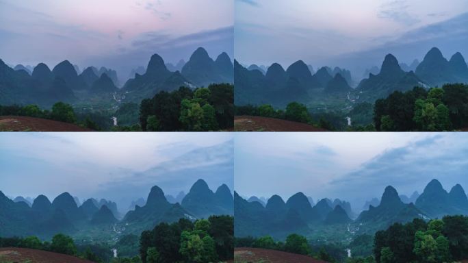 桂林山水相公山水墨画云海延时摄影