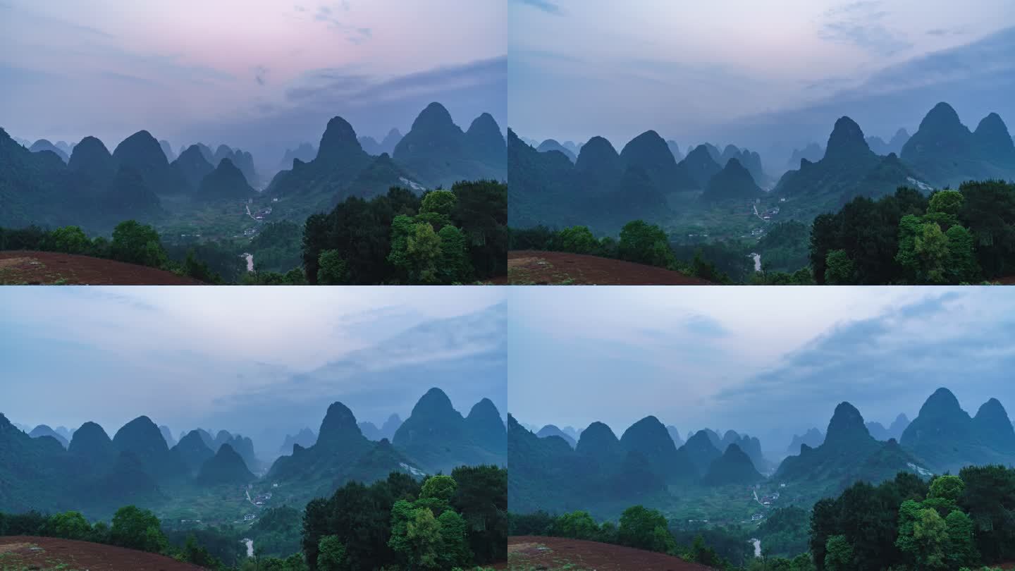 桂林山水相公山水墨画云海延时摄影