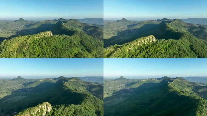 航拍临沂市蒙阴县岱崮地貌景区风景