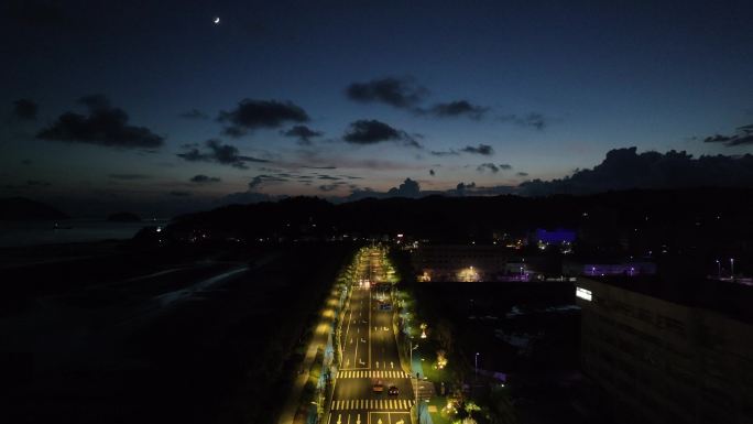 洞头岛环岛公路夜景航拍