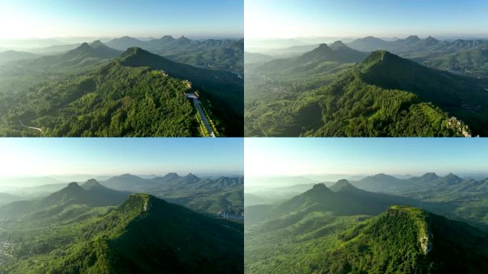 航拍临沂市蒙阴县岱崮地貌景区风景