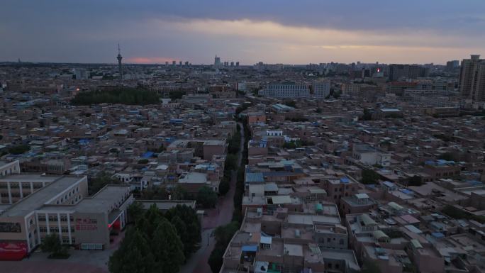 新疆喀什古城日出千年古城少数民族建筑