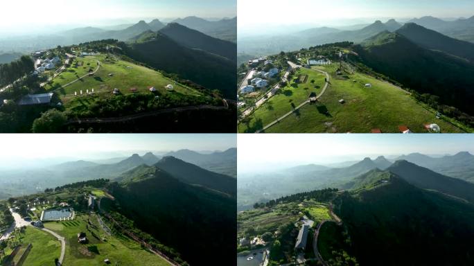 航拍临沂市蒙阴县岱崮地貌景区风景