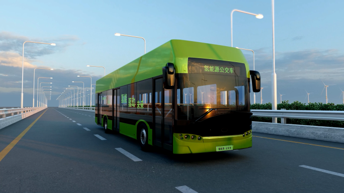 氢能源公交车 氢能驱动未来 环保 无污染