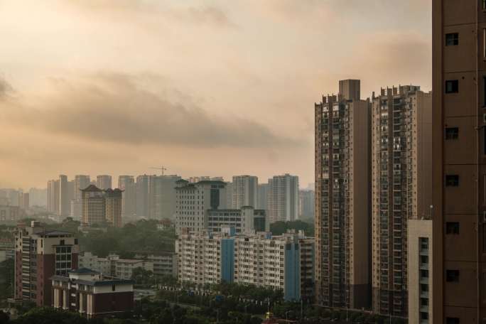 城市高楼住宅小区延时光影时间流逝-01