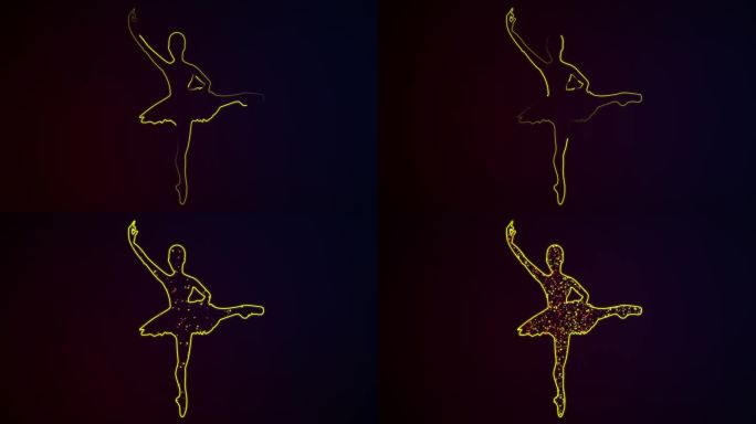 芭蕾舞者线描轮廓描边发光图案