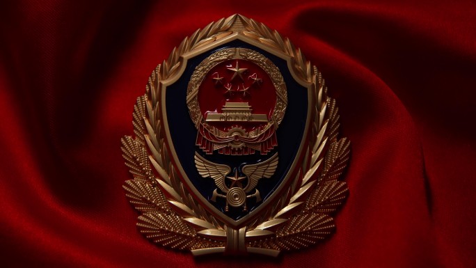中国消防救援徽章扫光特写