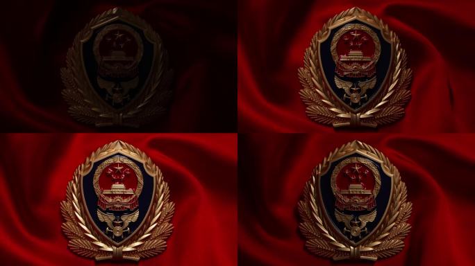 中国消防救援徽章扫光特写