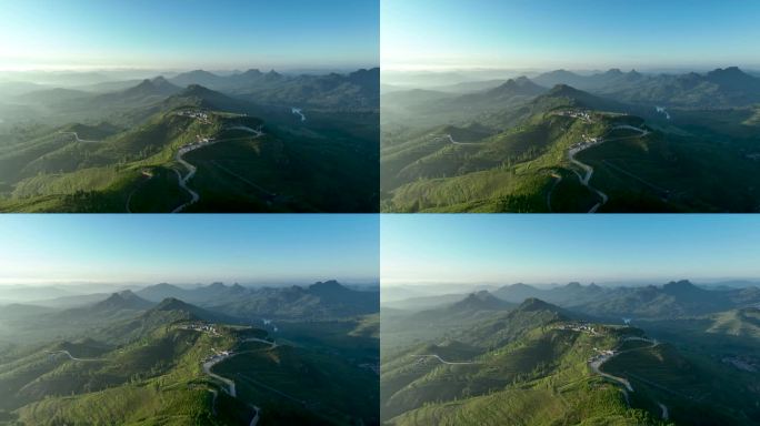 航拍临沂市蒙阴县岱崮地貌景区风景