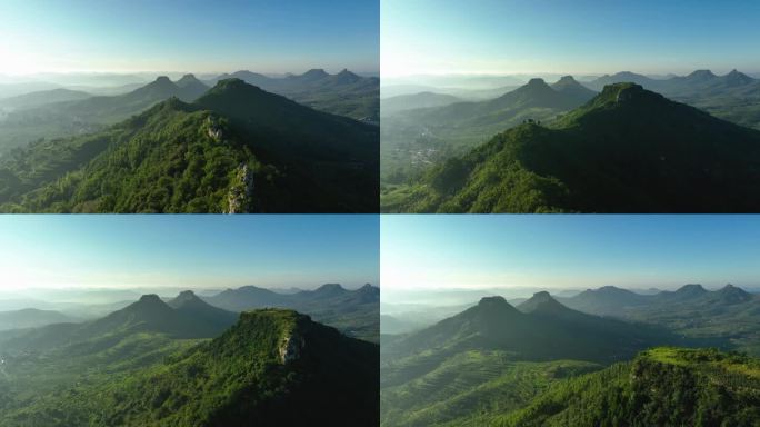 航拍临沂市蒙阴县岱崮地貌景区风景