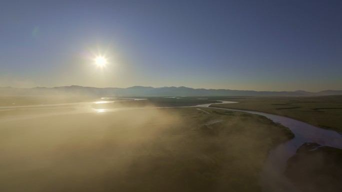 云雾缭绕湿地长江高原草原河流黄河日出日落