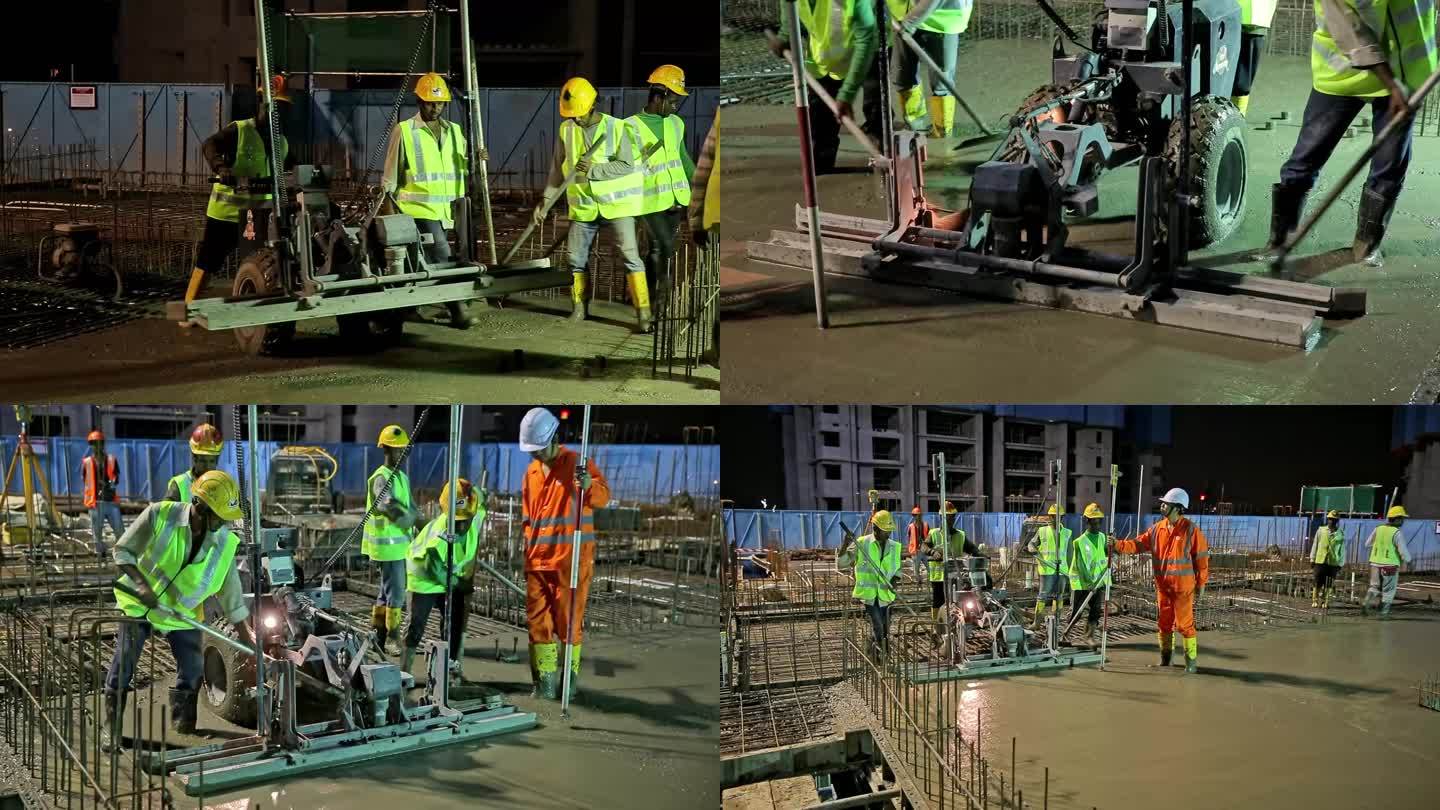 中国建筑企业海外项目：印度工人浇筑水泥