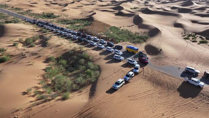 车队 沙漠旅游 沙漠越野 列队 沙漠穿越