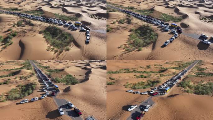 车队 沙漠旅游 沙漠越野 列队 沙漠穿越