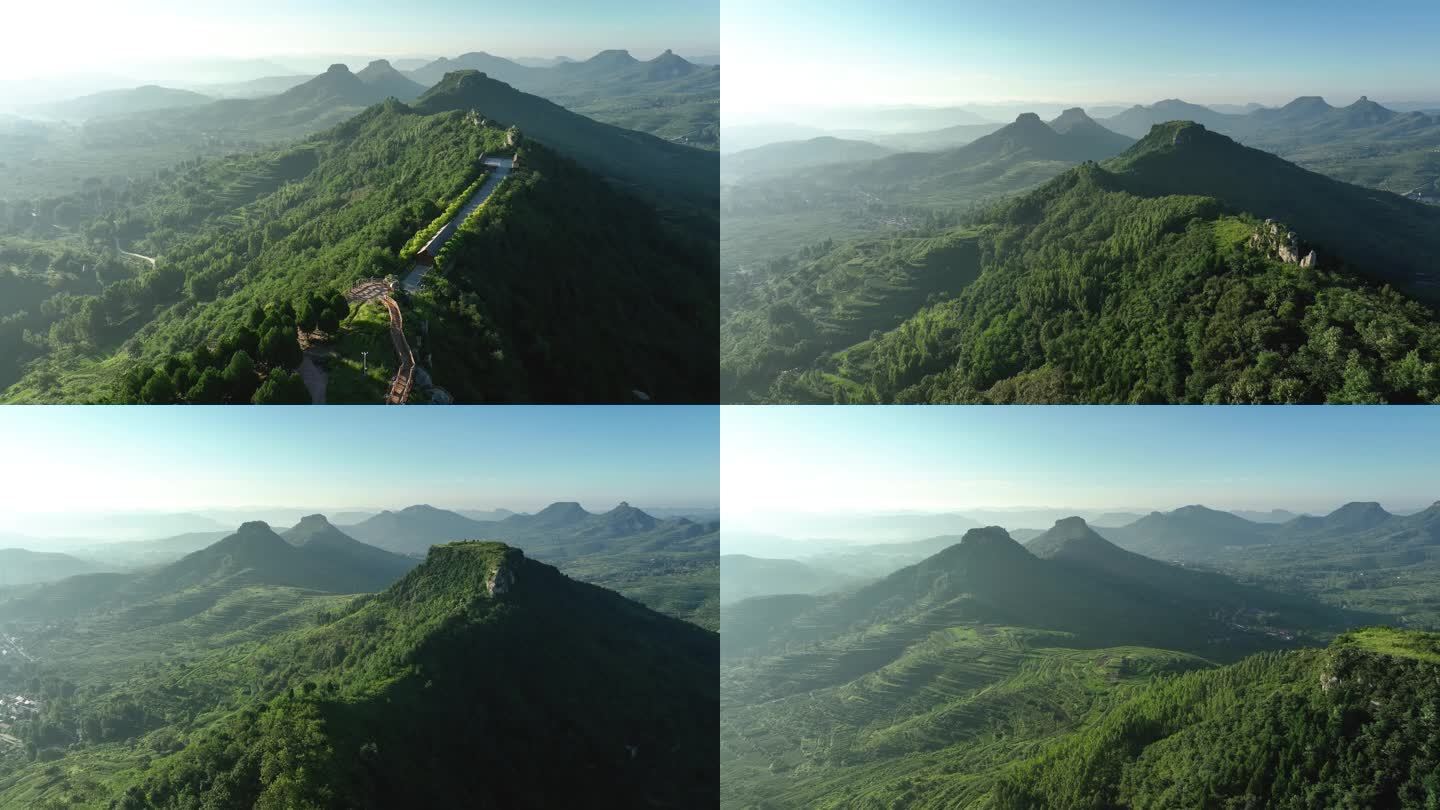 航拍临沂市蒙阴县岱崮地貌景区风景