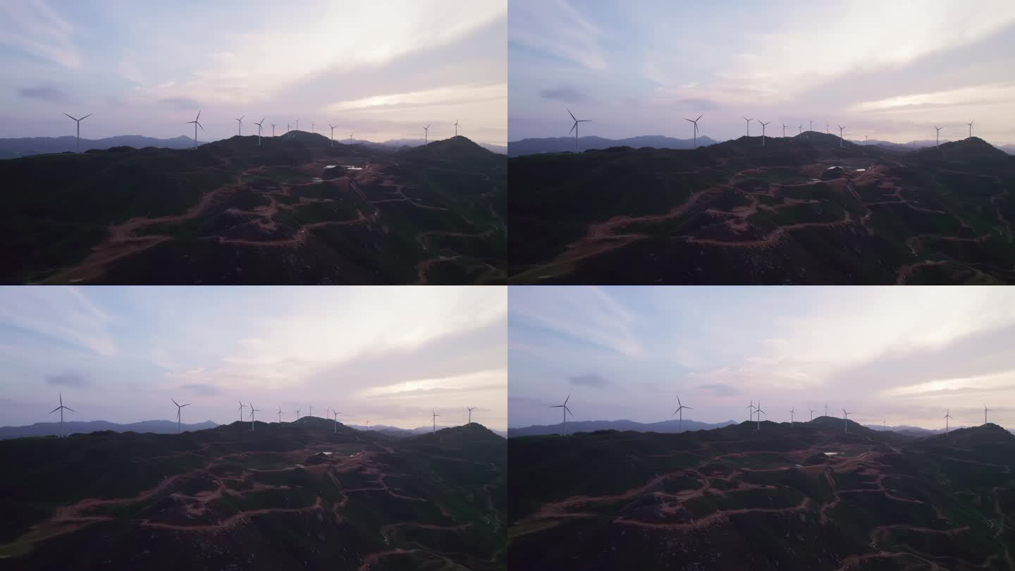 广东江门台山端芬风电场风力发电装置航拍