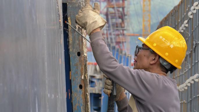 4K建筑工人施工现场建筑行业艰辛