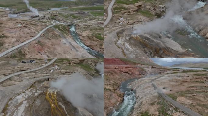 西藏日喀则昂仁县 达格架喷泉 4K航拍