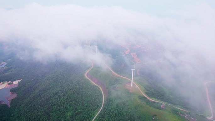 广东江门台山端芬风电场云海日出航拍