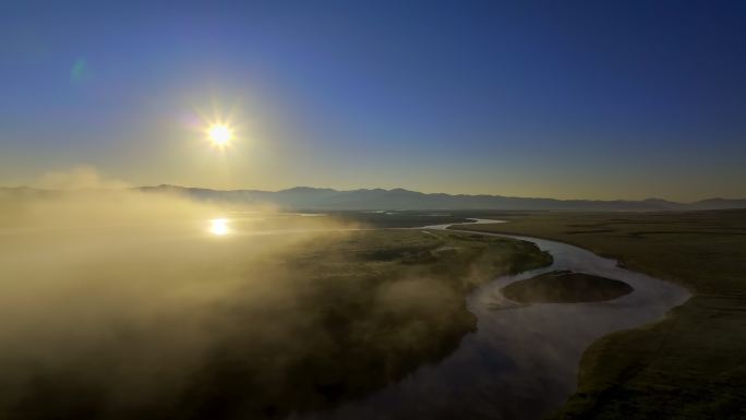 云雾缭绕湿地长江高原草原河流黄河日出日落