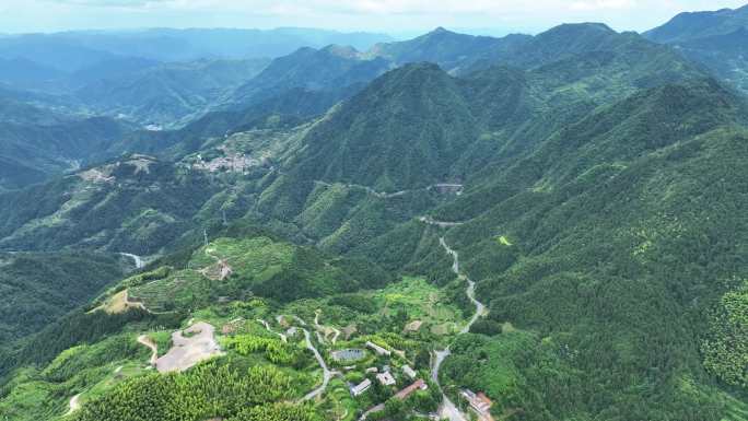 航拍浙江丽水松阳山谷乡村梯田农业田园风景