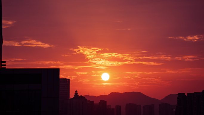 城市落日夕阳片头片尾意境日暮