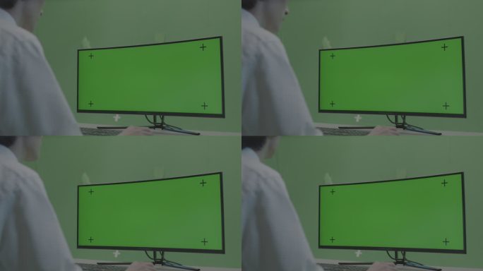 人物操作电脑绿屏绿幕抠像合成