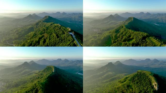 航拍临沂市蒙阴县岱崮地貌景区风景