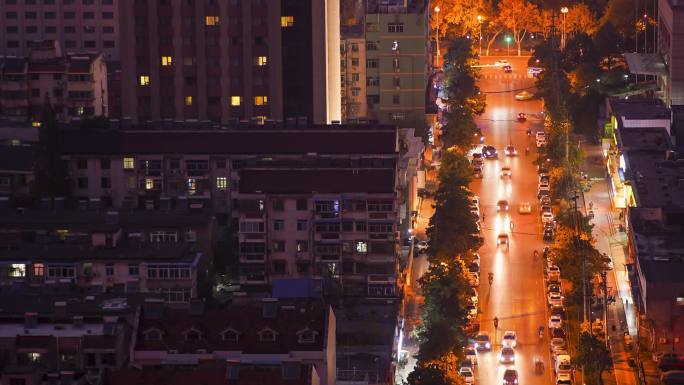 城市道路夜景车流延时