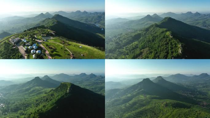 航拍临沂市蒙阴县岱崮地貌景区风景