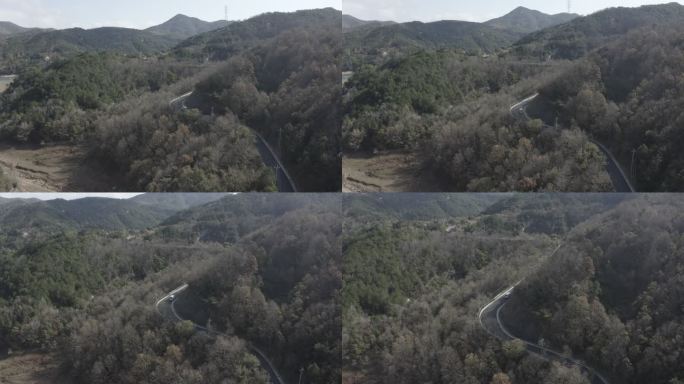 崎岖山路 航拍 汽车进山 上山进岛