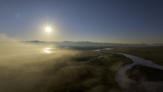 云雾缭绕湿地长江高原草原河流黄河日出日落