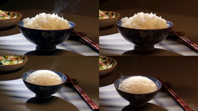 棚拍一碗米饭 筷子青瓷碗 古朴素雅