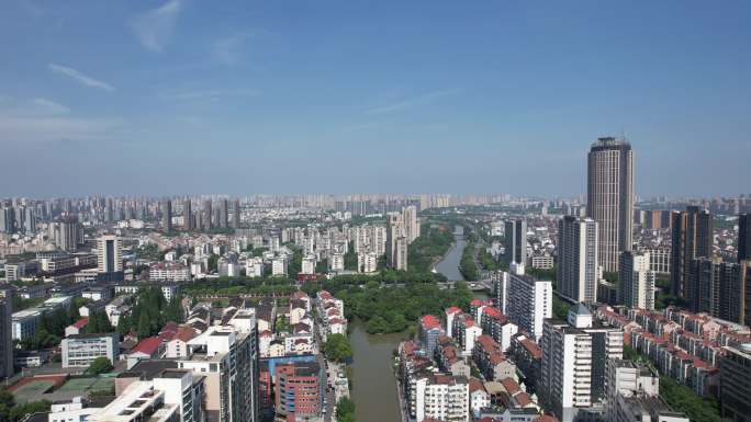 江苏常州城市风光高楼建筑航拍