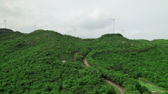 广东江门台山横岗顶风车山航拍风光