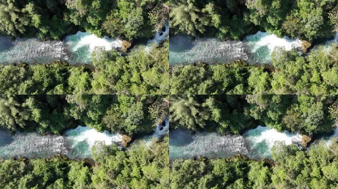 贵州茂兰原始森林溪流水流航拍4K