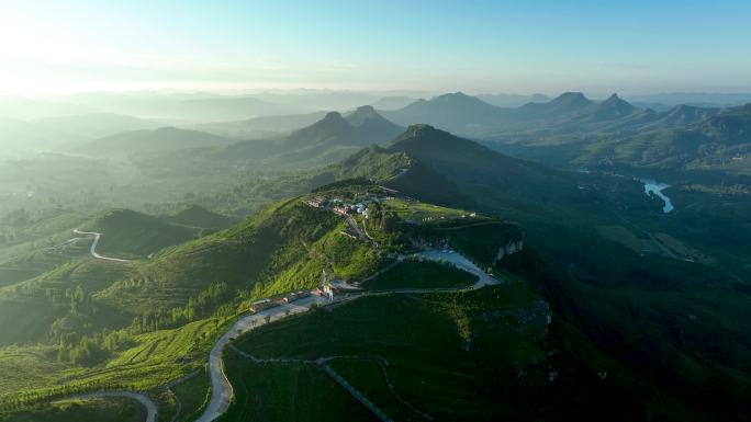 航拍临沂市蒙阴县岱崮地貌景区风景