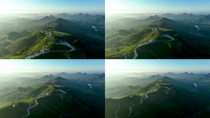 航拍临沂市蒙阴县岱崮地貌景区风景