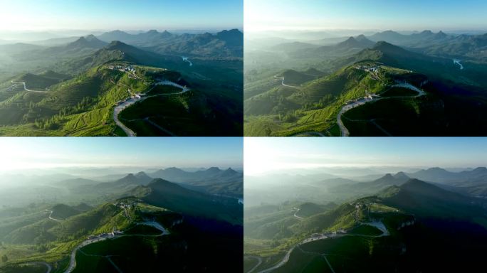 航拍临沂市蒙阴县岱崮地貌景区风景