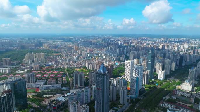 海南海口万绿园滨海大道延时海口城市大景