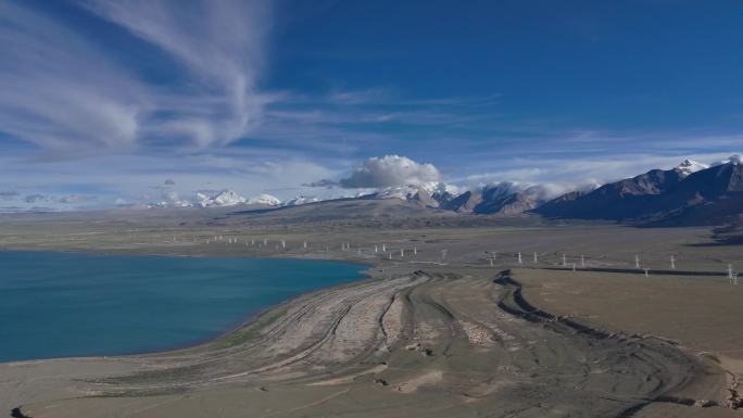 西藏日喀则 佩枯错 雪山 4K航拍