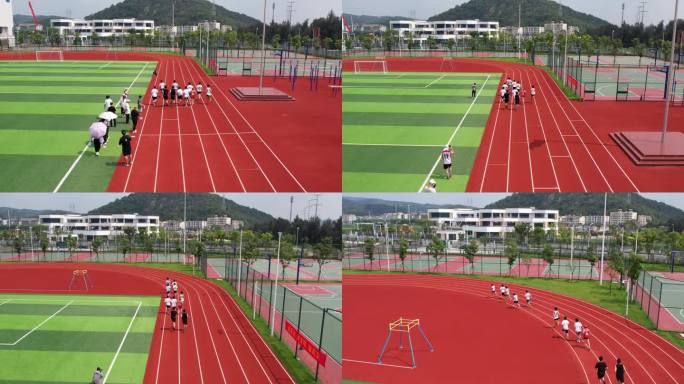 台州玉环市沙门中学新校区运动会跑步航拍
