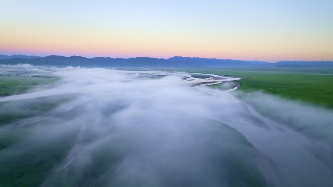 云雾缭绕湿地长江高原草原河流黄河日出日落