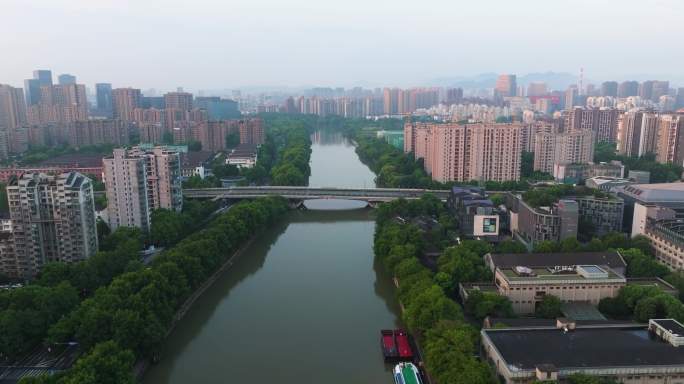 杭州拱墅区京杭大运河沿岸城市风光航拍合集